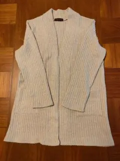 ロングカーディガン ベージュ 羽織 カーディガン リブ編みカーディガン