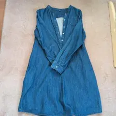 無印良品　マタニティ　授乳服　デニムブルー シャツワンピース M-L
