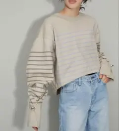 完売品【アダム エ ロペ】ADAM ET ROPE' バスクボーダーコンビロンT