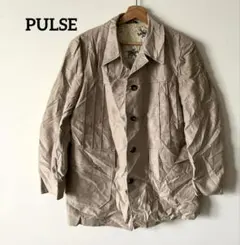 PULSE ヴィンテージ ベージュジャケット 裏地ポロ柄 レトロ 派手裏地