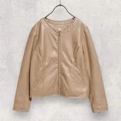 スープ ノーカラージャケット M ベージュ 合皮 シンプル きれいめ
