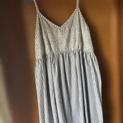ストライプ柄　刺繍　キャミソールワンピース　Lサイズ