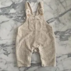 プティマイン ボア もこもこくまサロペセット70 アイボリー