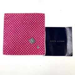 未使用　ポロラルフローレン　コットン　25cm ハンカチ　ピンク　ドット