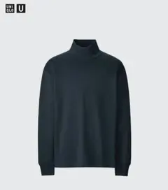 2024年版 ユニクロ U ブラッシュドモックネックTシャツ M ネイビー