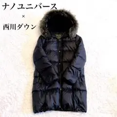 美品✨ナノユニバース 西川ダウン【36】ロングダウンコート ラクーンファー