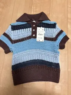 zara 半袖ニットポロシャツ Sサイズ