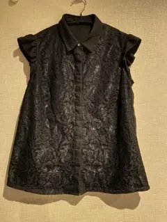 CLEAR IMPRESSION 黒 レース ノースリーブ シャツ