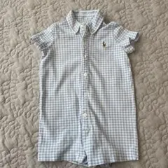 Ralph Lauren 半袖ロンパース 6M 水色チェック