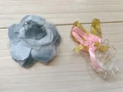 ヘアゴム 2個セット グレー 花 髪ゴム 女の子 レディース