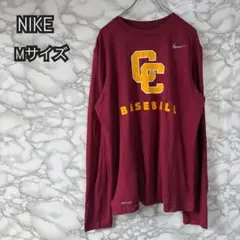 NIKE DRI-FIT バーガンディ 長袖カットソー Mサイズ　US古着
