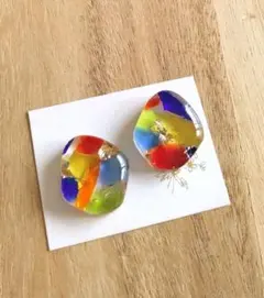 no.6060 ハンドメイド レジン ピアス イヤリング 琉球ガラス