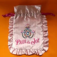 PAUL & JOE 巾着型ポーチバッグ ピンク ストライプ フリル即購入可能！のサムネイル