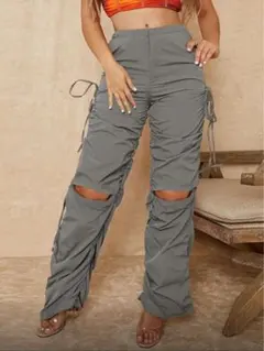 ナイロンパンツ シャーリング グレー