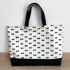 レッスンバッグ　絵本袋　入園入学　リボン　黒　　ハンドメイド