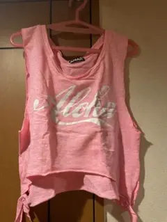 ANAP Alohaプリント ピンクノースリーブトップス