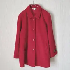 939 ソイレラ アンゴラ混 ハーフコート 赤 総柄 L 柔らか レトロボタン