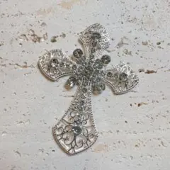 デコパーツ クロス シルバーカラー デカパ