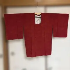 〈新品〉和装コート　朱色　無地　￼凹凸の地模様