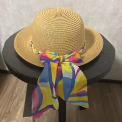 リボン付きベージュストローハット