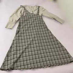 グレー系チェック キャミソールワンピースMサイズ
