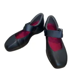 fitfit パンプス 黒 軽量 本革 ワイド ストラップ 幅広 23.5