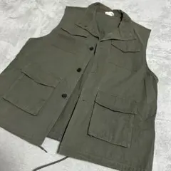 ミリタリー ベスト メンズ フリーサイズ カーキ
