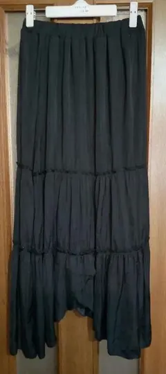 【新品】grlティアードデザイン ブラックロングスカート