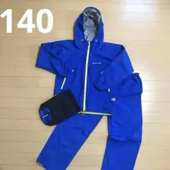 mont-bell キッズ レイントレッカー 上下140 ブルー収納袋付