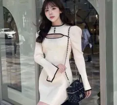 Darich パイピングボタンニット ミニワンピース