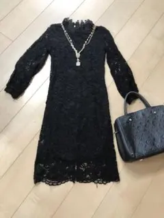 黒花柄ドレス　入学式　卒業式　結婚式