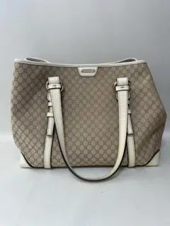 セリーヌ　CELINE トートバッグ　ホワイト　白　ベージュ　キャンバス　レザー