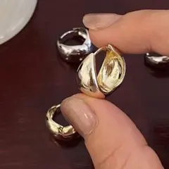 【S925/14k】ドロップ フープピアス ゴールド ぷっくり