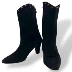 美品　ブルーノマリ　ショートブーツ　ブーティ　スタッズ スウェード　黒