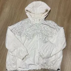 フリースホワイトフードジャケット  リバーシブル