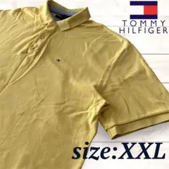 トミーヒルフィガー ポロシャツ XXL イエロー 刺繍ロゴ 半袖