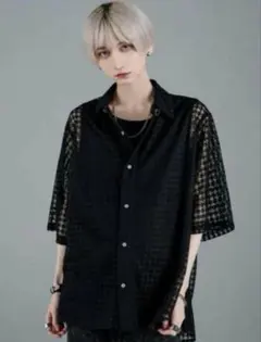 ADRER loose silhouette lace/sheer shirt