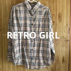 RETRO GIRL レトロガール　長袖　シャツ　チェック M ベージュ　美品