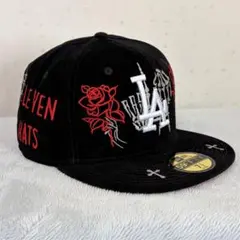新品 NEWERA LA Dodgers 7 1/2 黒 海外限定 薔薇 骸骨