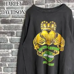ハーレーダビッドソン☆ロンT 古着 デカロゴ 両面プリント ゆるだぼ ib6