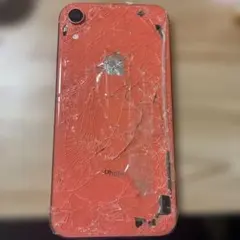 iPhoneXR 背面割れ　サーモンピンク　箱無し