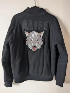 ALIFE エーライフ スタジャン 刺繍 狼 ウルフ M 黒