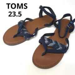 TOMS トングサンダル ネイビー 23.5　編み込みデザインのサムネイル