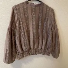 薄紫色 レース トップス 長袖