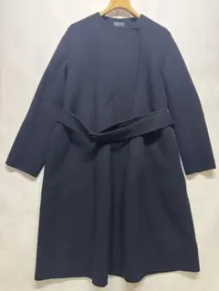 Theory セオリー カシミヤ混 ウールコート ネイビー 形綺麗 ノーカラー