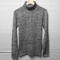 Lサイズ新品 ケーブル編みタートルニットセーター BLK