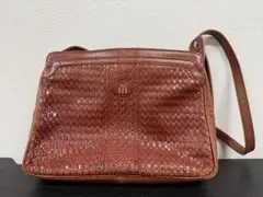 ★良品レトロ★本革編み込みショルダーバッグ 茶色 ヴィンテージ
