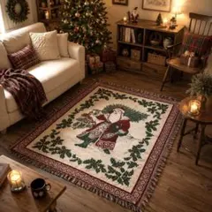 美品 NOEL クリスマス 英字 ゴブラン織 ヴィンテージラグ 大判 - メルカリ