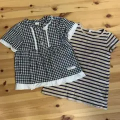 ビケット　チェック　ブラウス　無印　ボーダー　チュニック　120 2点セット