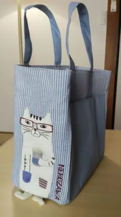 【わけあり】クスグル ねこまるけ 仕切りトートバッグ ネコザワさんのサムネイル